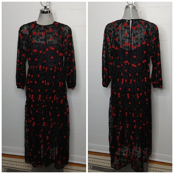 ZARA embroidered mesh maxi dress XS - Picture 5 of 16